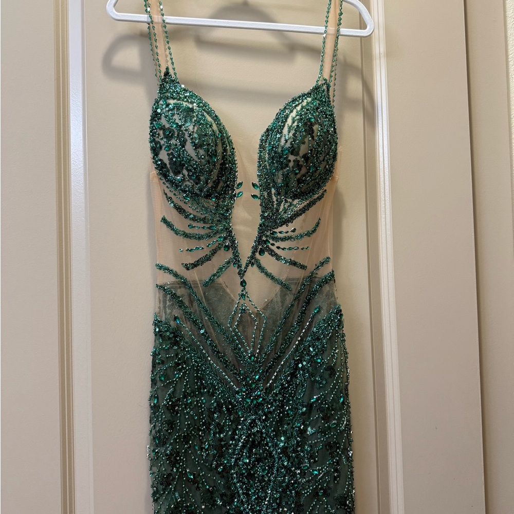 Elegant Green Beaded Dress